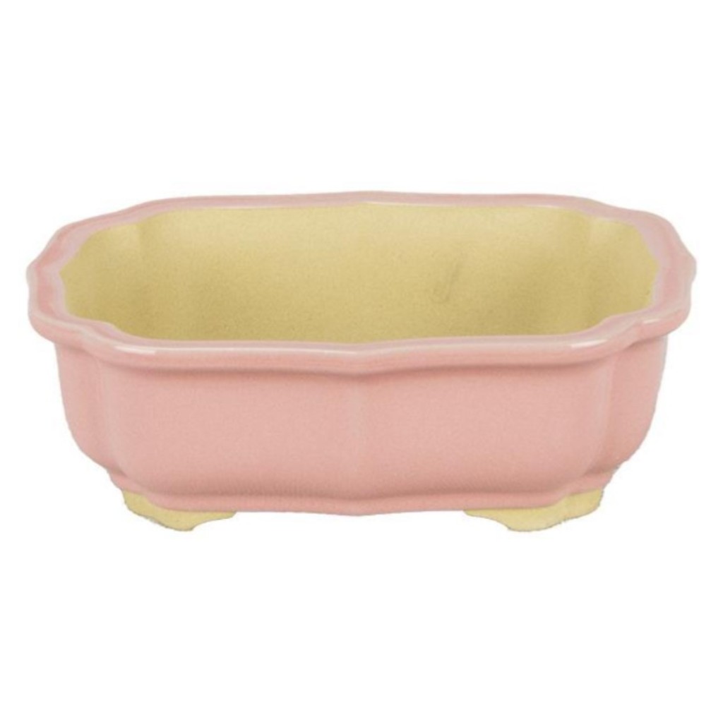Vaso Per Bonsai Ovale In Gres Smaltato Rosa