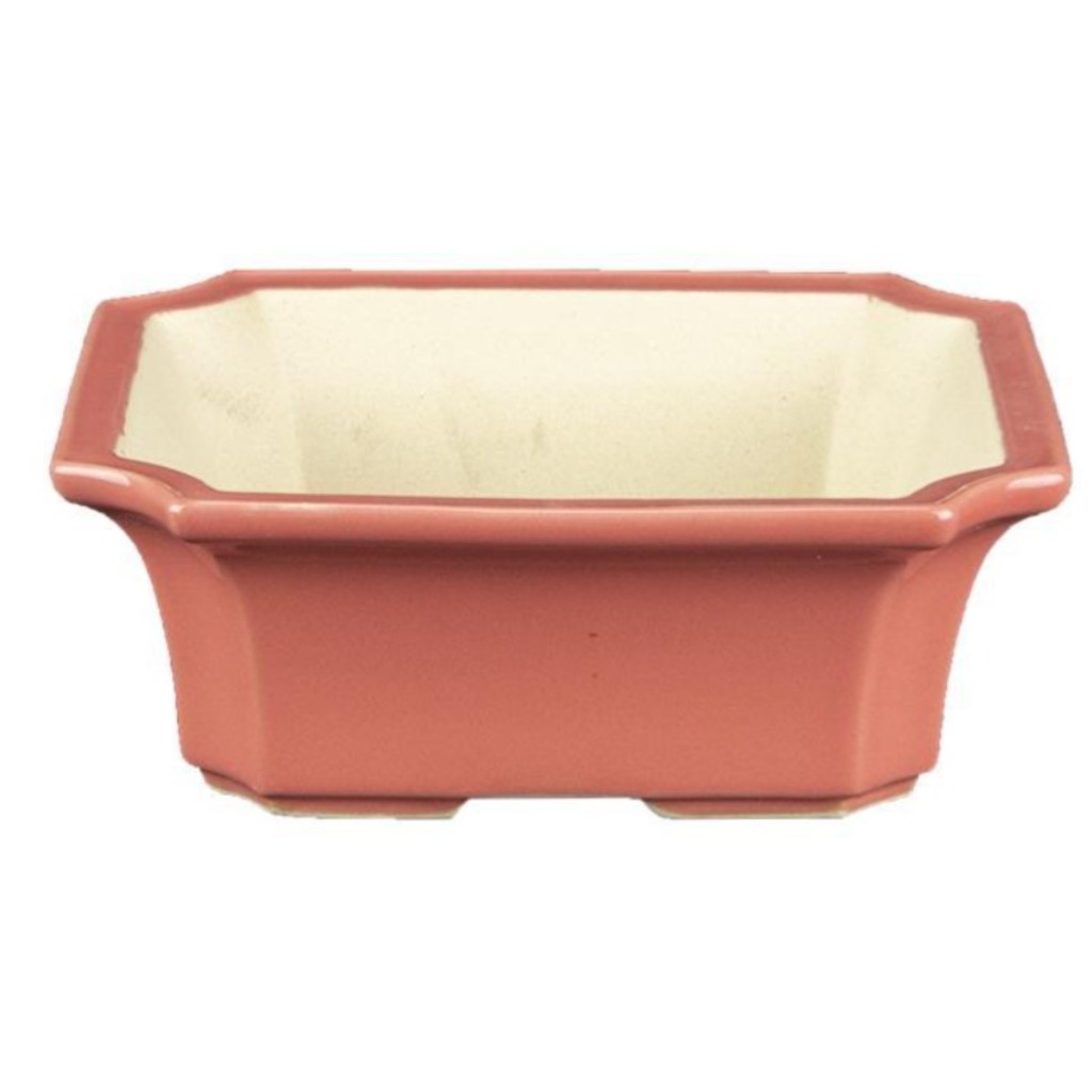 Vaso Per Bonsai Rettangolare In Gres Smaltato Rosa