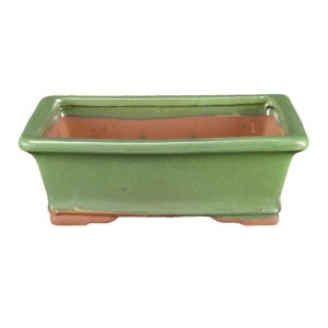 Vaso Per Bonsai Rettangolare In Gres Smaltato Verde