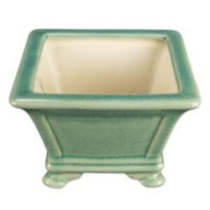 Vaso Per Bonsai Quadrato In Gres Smaltato Verde