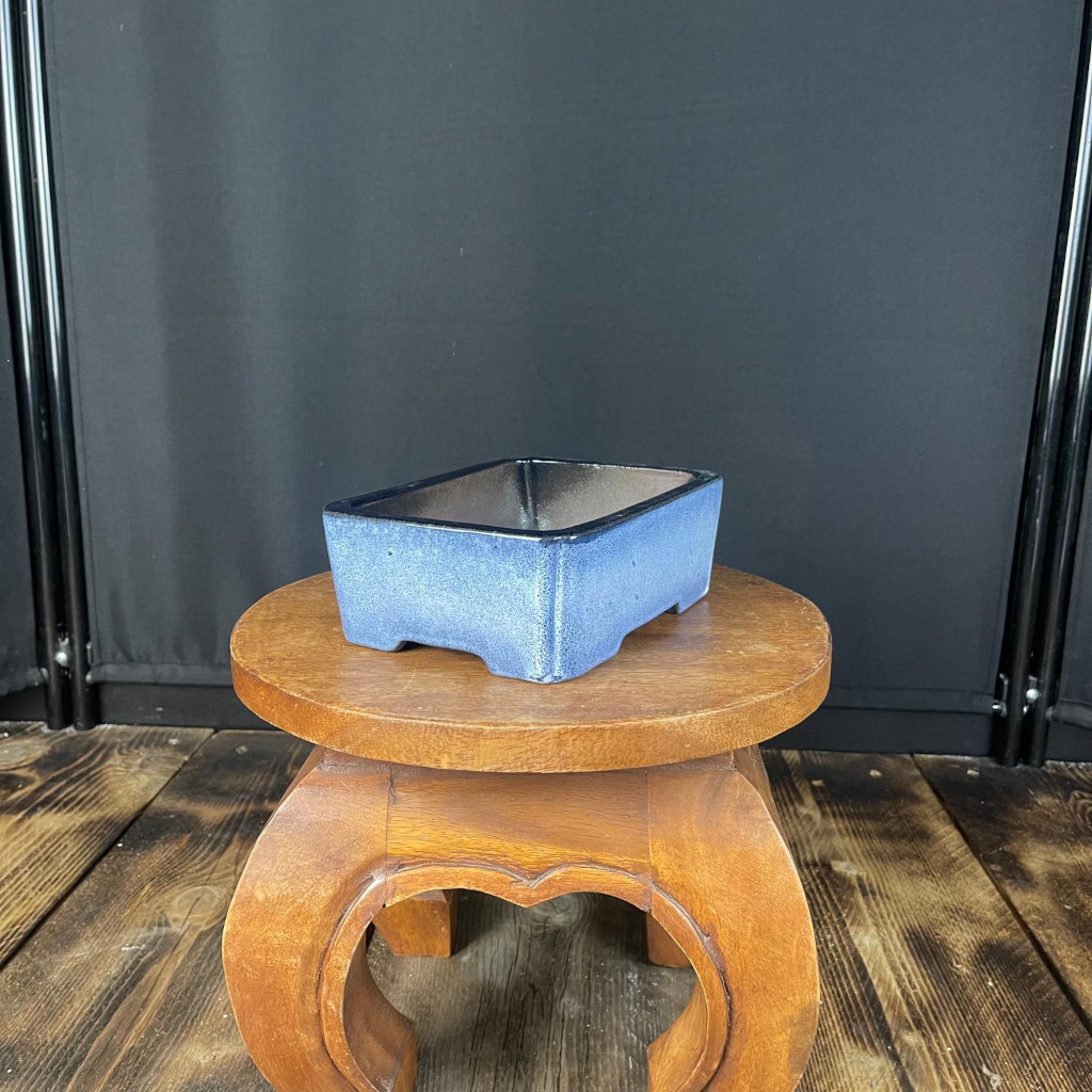 Vaso Per Bonsai Rettangolare In Gres Smaltato Blu - immagine 2