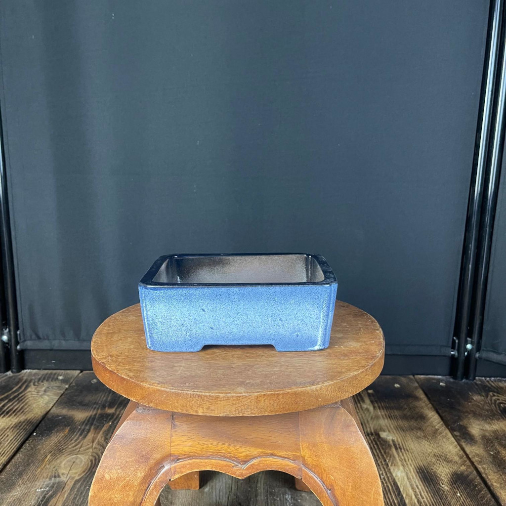 Vaso Per Bonsai Rettangolare In Gres Smaltato Blu
