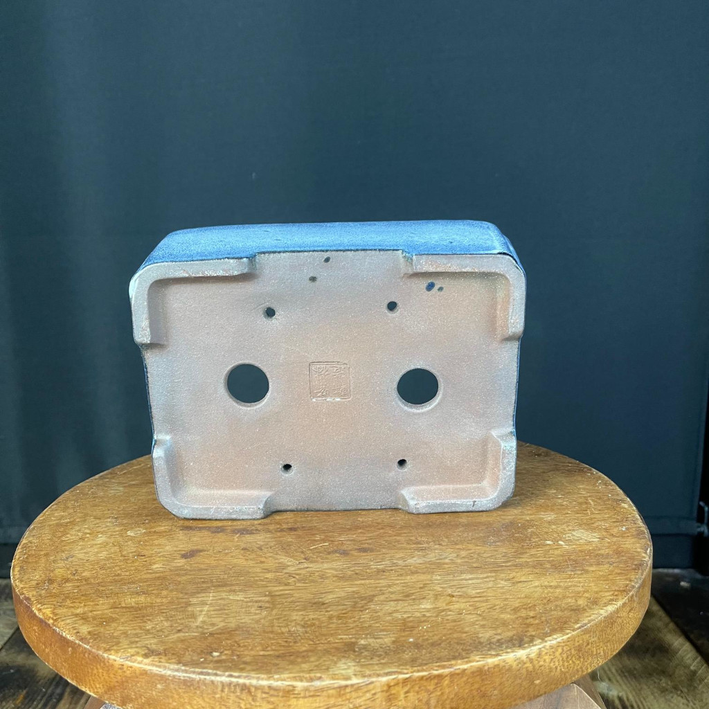 Vaso Per Bonsai Rettangolare In Gres Smaltato Blu - immagine 3