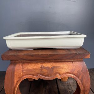 Vaso Per Bonsai Giapponese Morrisan Rettangolare In Gres Smaltato Bianco