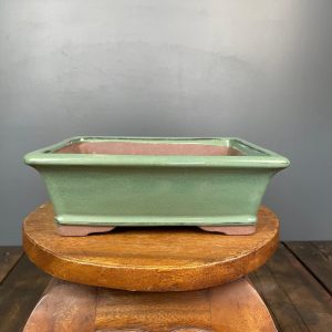 Vaso Per Bonsai Rettangolare In Gres Smaltato Verde Scuro