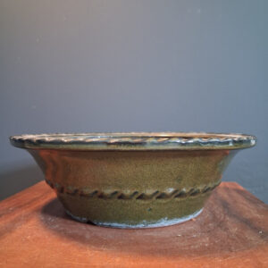 Vaso Rotondo In Gres Smaltato Verde