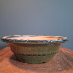 Vaso Rotondo In Gres Smaltato Verde